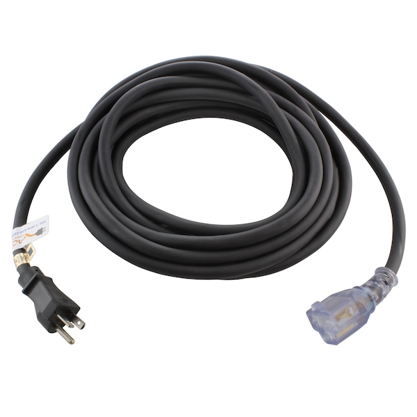 Ac Works SJTW; Cold Weather Extension Cord, 12 AWG, Indoor/Outdoor, 12/3, 1 Outlets, 6-15/20R, Black, PVC S620PR-010 - main